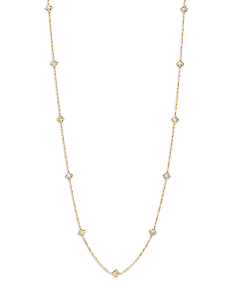 Roberto Coin 18K Yellow Gold Venetian Princess Mother of Pearl Flower Long Statement Necklace, 36 · 36 in
