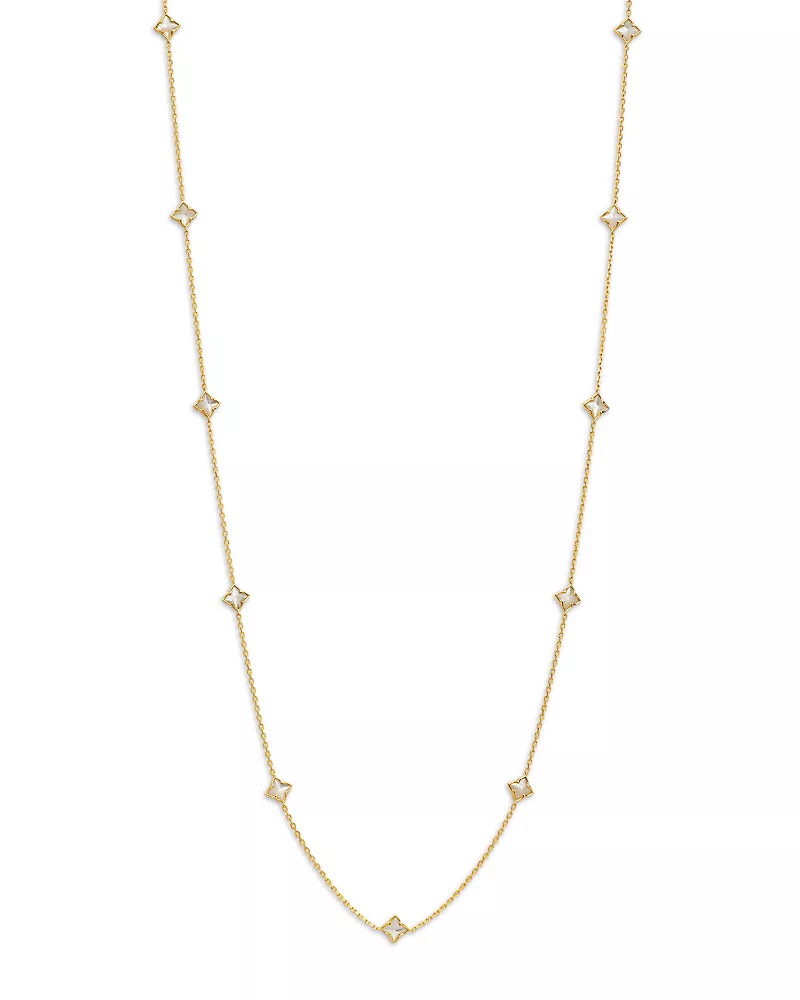 Roberto Coin 18K Yellow Gold Venetian Princess Mother of Pearl Flower Long Statement Necklace, 36