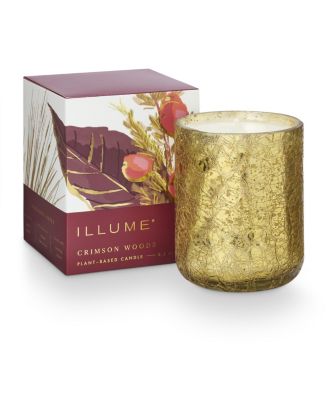  Crimson Woods Small Boxed Crackle Glass Candle, 8.3 oz
