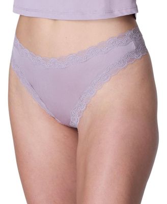  Women's Soft Silk Lace Trim Thong