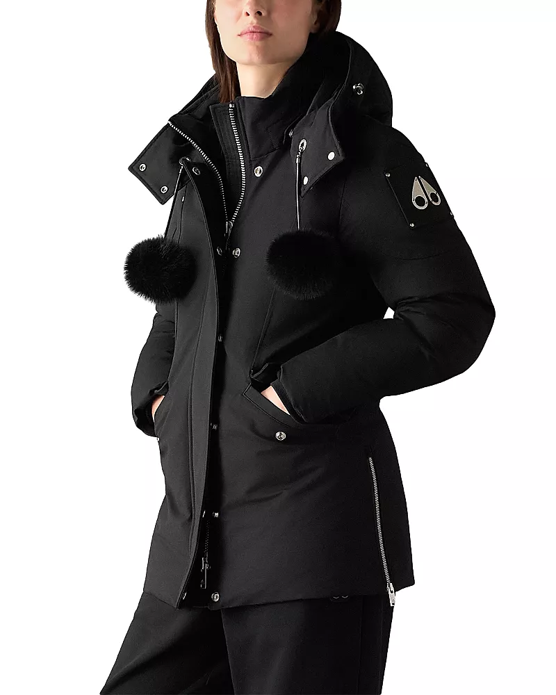 Moose Knuckles New Age 3Q Hooded Shearling Trim Down Jacket