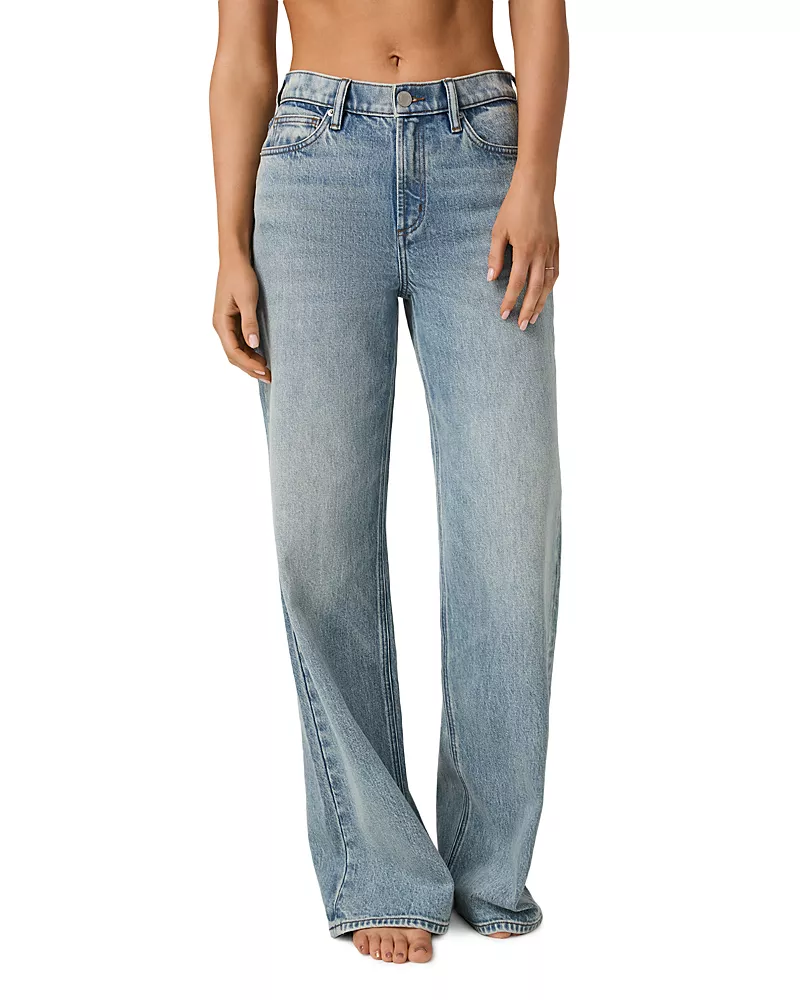 Vuori Vintage Cotton Blend Mid Rise Wide Leg Jeans