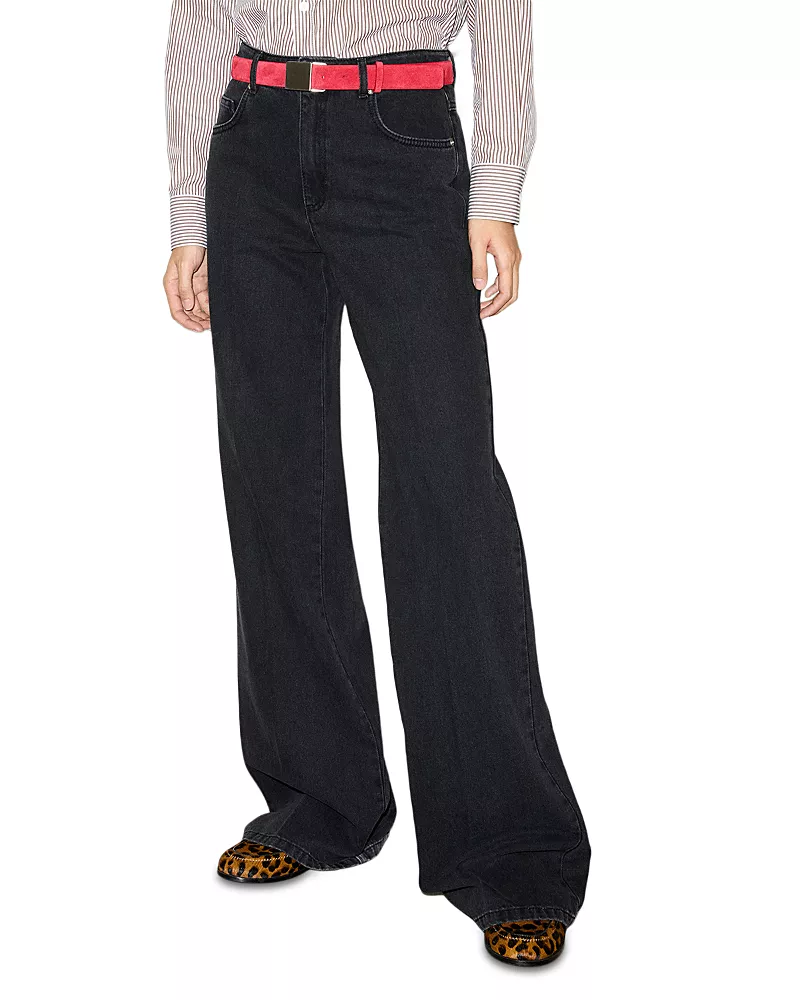 Max & Co. Mcofebo Mid Rise Wide Leg Jeans in Black