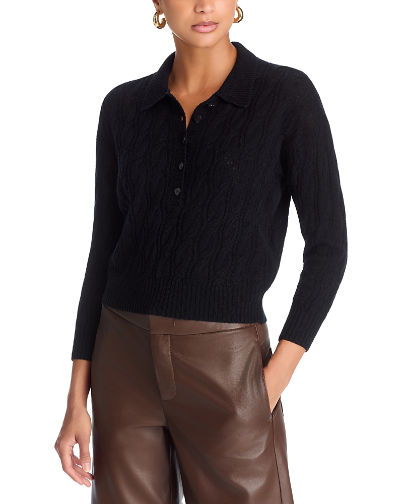 L'agence Airy Cable Knit Wool Sweater In Black
