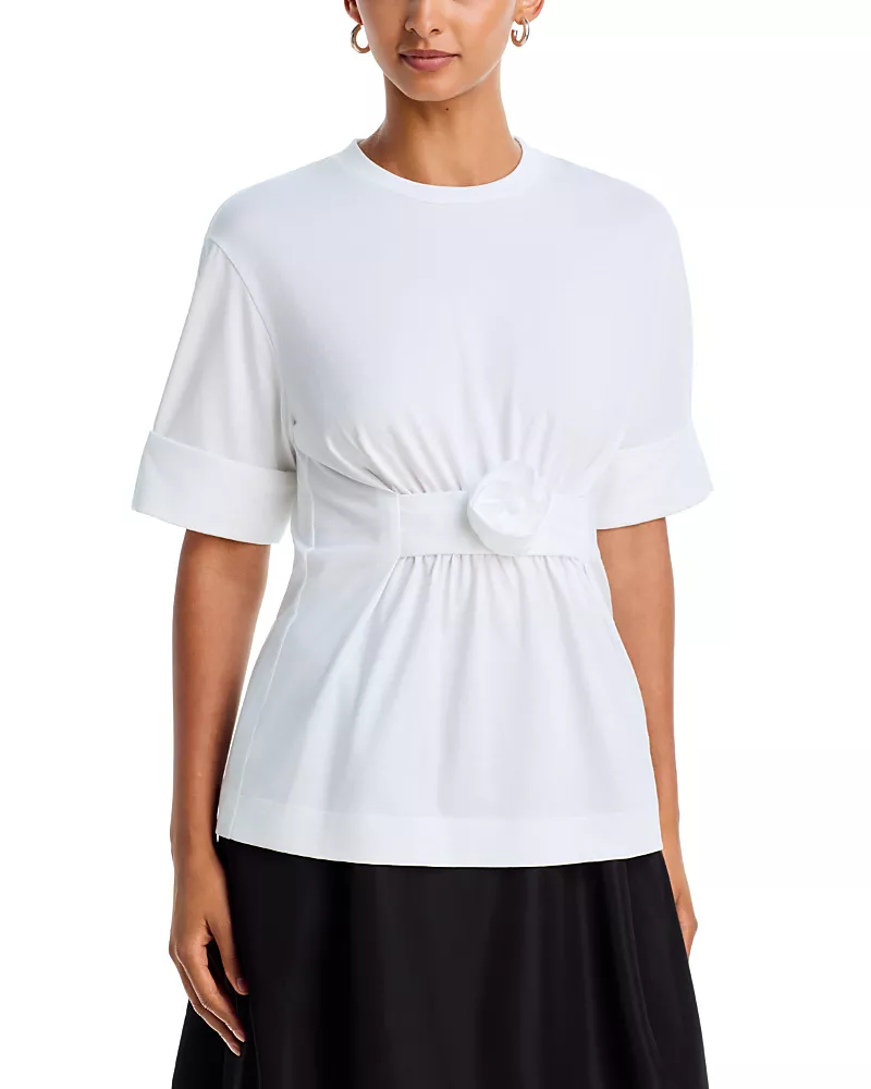 Simone Rocha Gathered Rose Cotton Tee