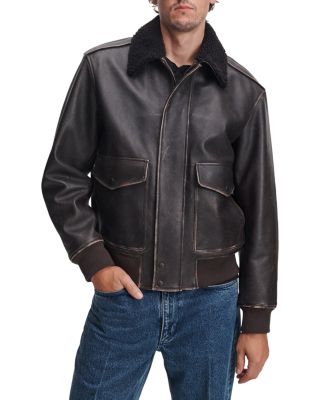 Manston Leather Fleece Collar Flight Jacket