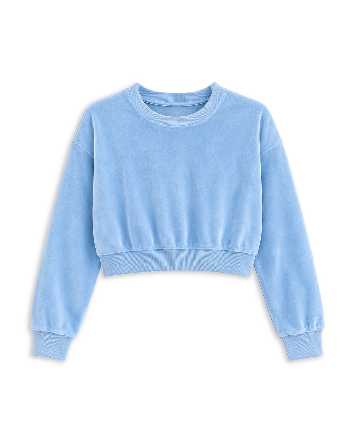 KatieJnyc Girls' Tween Jade Velour Crewneck Top - Big Kid