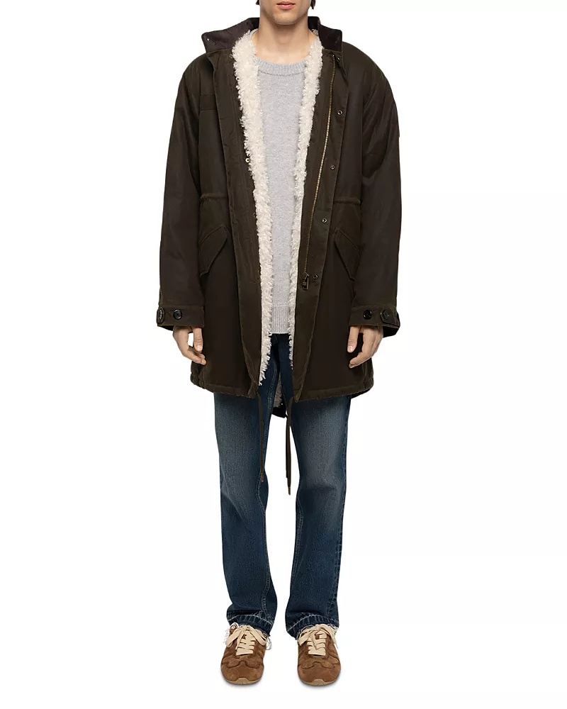 Zadig & Voltaire Kikoh Waxed Cotton Faux-Fur Hooded Coat
