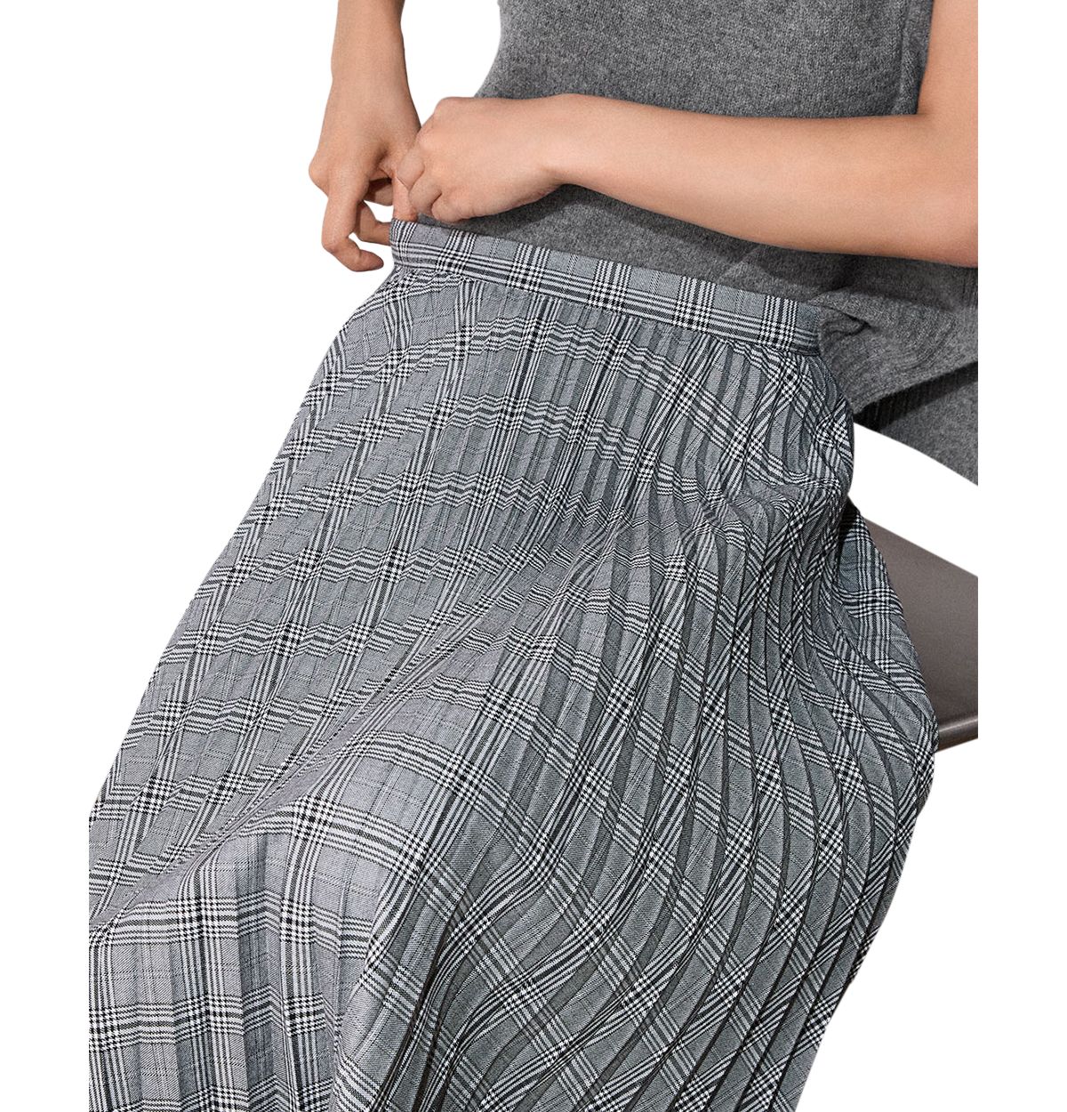 Petites Check Pleated Midi Skirt thumbnail 5