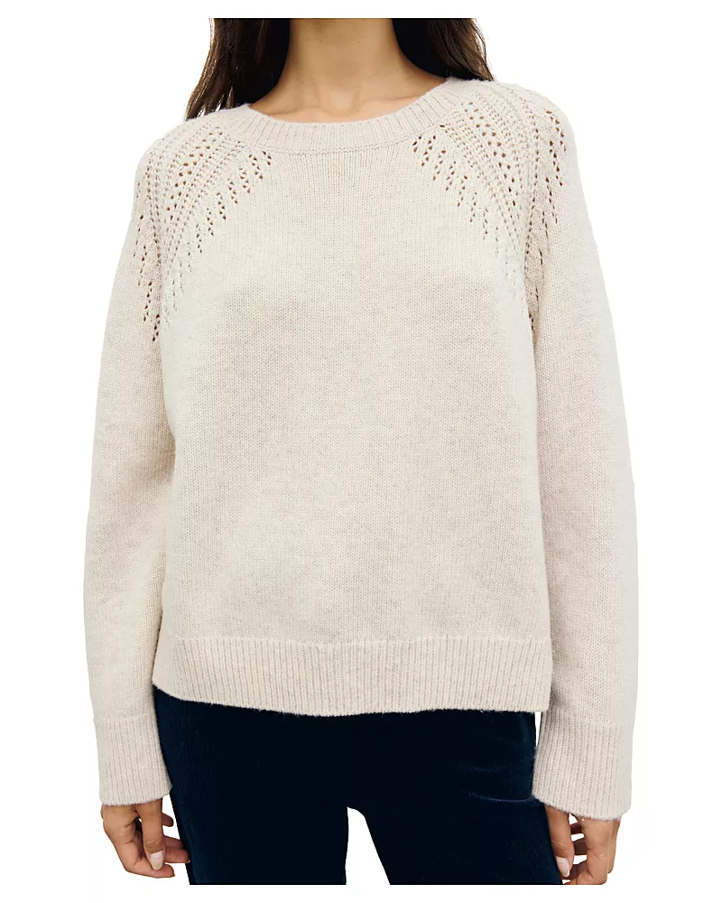 Gerard Darel Risa Wool Pointelle Trim Sweater