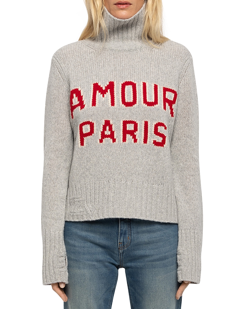 Zadig & Voltaire Nalma Wool Amour Paris Turtleneck Sweater
