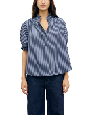 Louann Ruffled High Collar Blouse