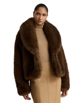 Faux Fur Shawl Collar Coat