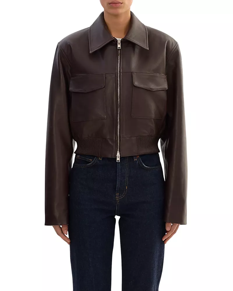 Lamarque Perry Leather Bomber Jacket