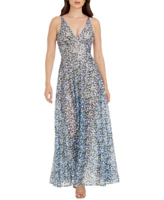 Ariyah V-Neck 3D Floral Sequin A-Line Gown