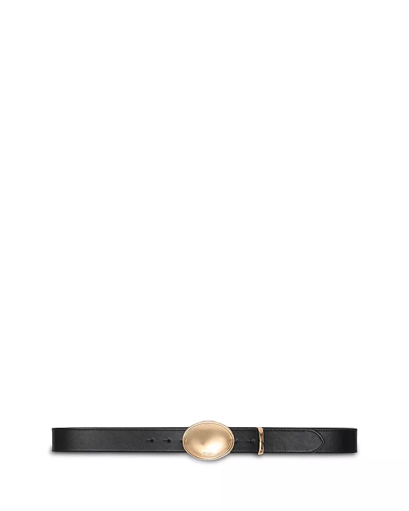 Maje Women's Oval Buckle Leather Belt
