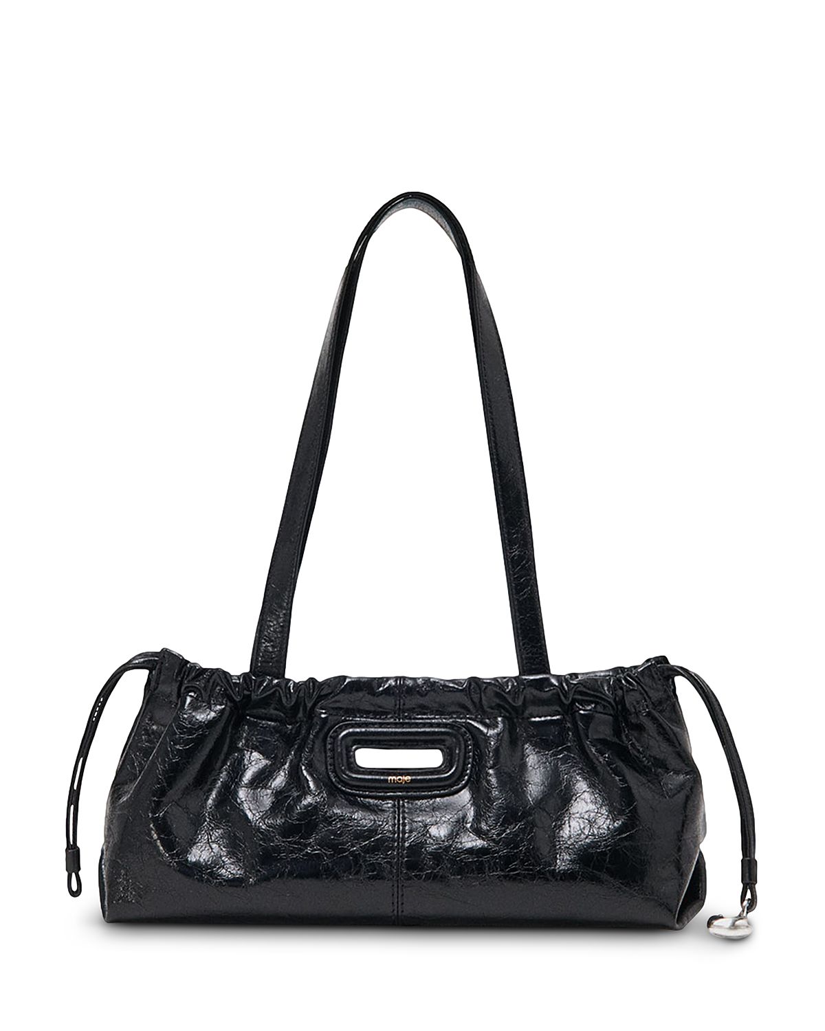 Maje Milpli Gazette Crackled Leather Shoulder Bag