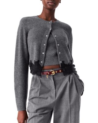 Midentelle Lace Trim Wool Cardigan & Shell