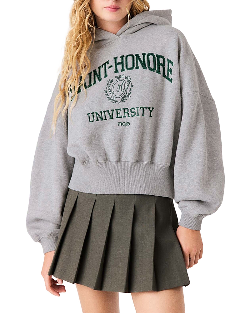 Maje Tiversity Hoodie Sweatshirt In Light Grey