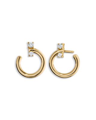 18K Yellow Gold Sun Moon & Stars Diamond Galaxy Wrap Hoop Earrings, 0.19 tcw