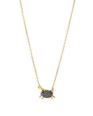 18K Yellow Gold Black Diamond Black Sheep Necklace, 0.11 tcw