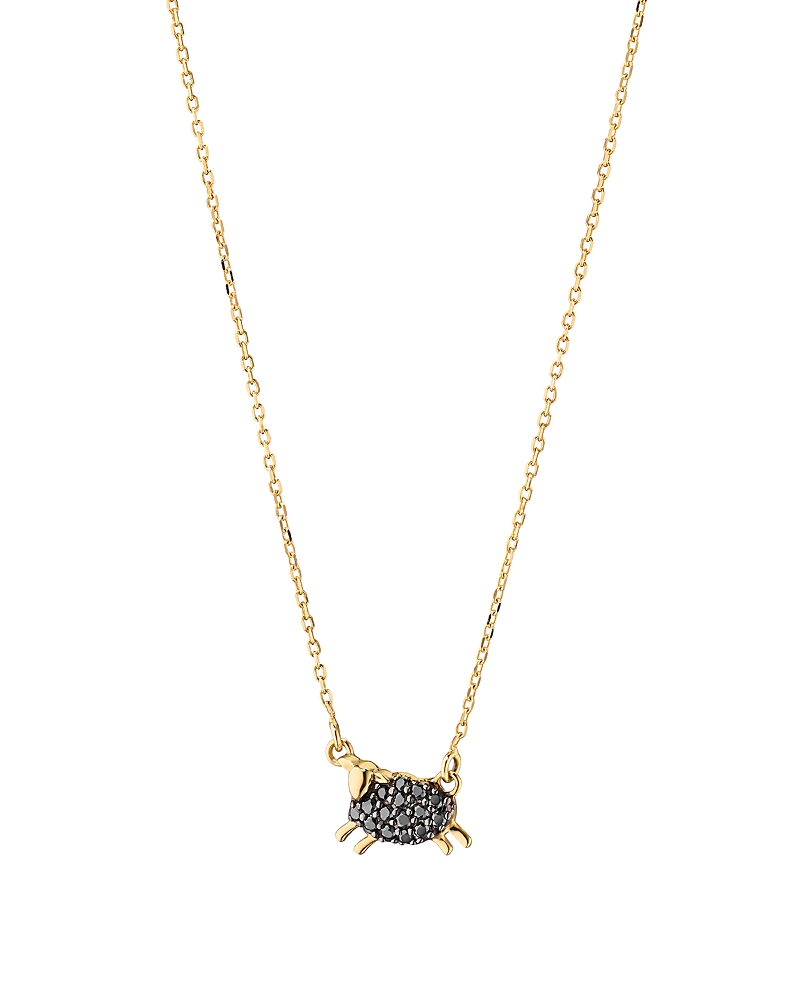 Monica Rich Kosann 18K Yellow Gold Black Diamond Black Sheep Necklace, 0.11 tcw · OS