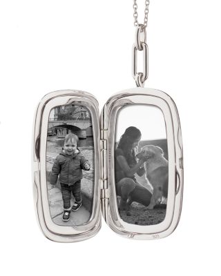 Sterling Silver Lockets Rectangular Pendant Necklace, 18-22"