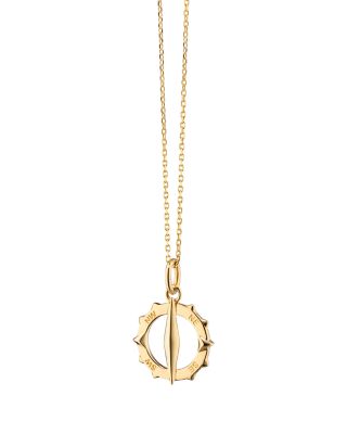 18K Yellow Gold Points North Compass Pendant Necklace, 16-17"