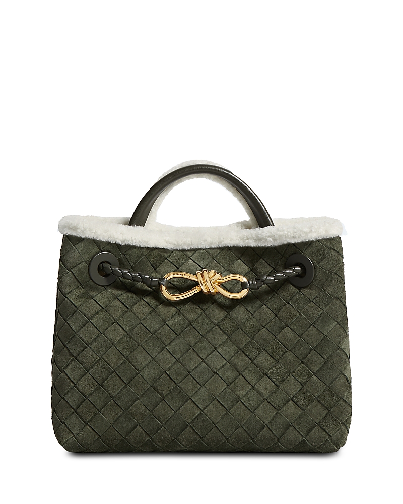 Bottega Veneta Andiamo Intrecciato Shearling Trim Bag · OS