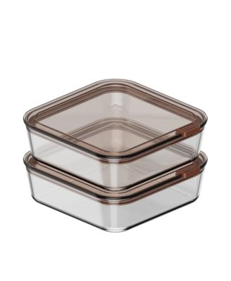  Stack Medium Glass Food Storage Container, 2 Pack