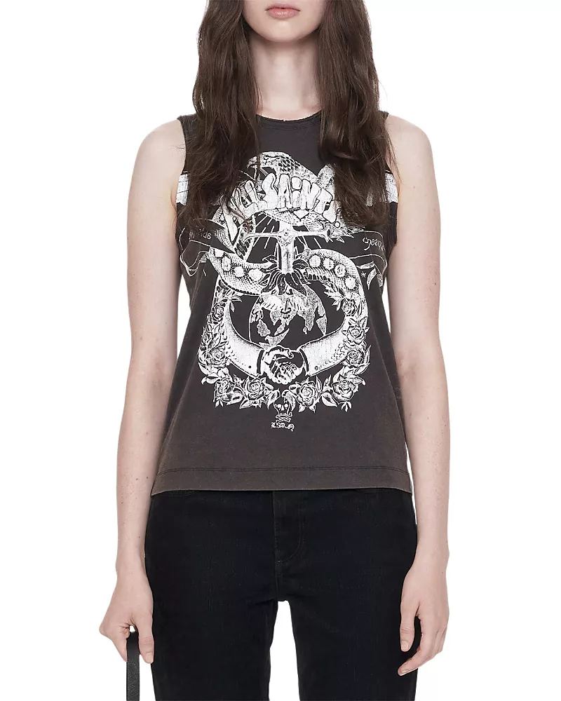 Allsaints Jenny Cotton Graphic Tank Top