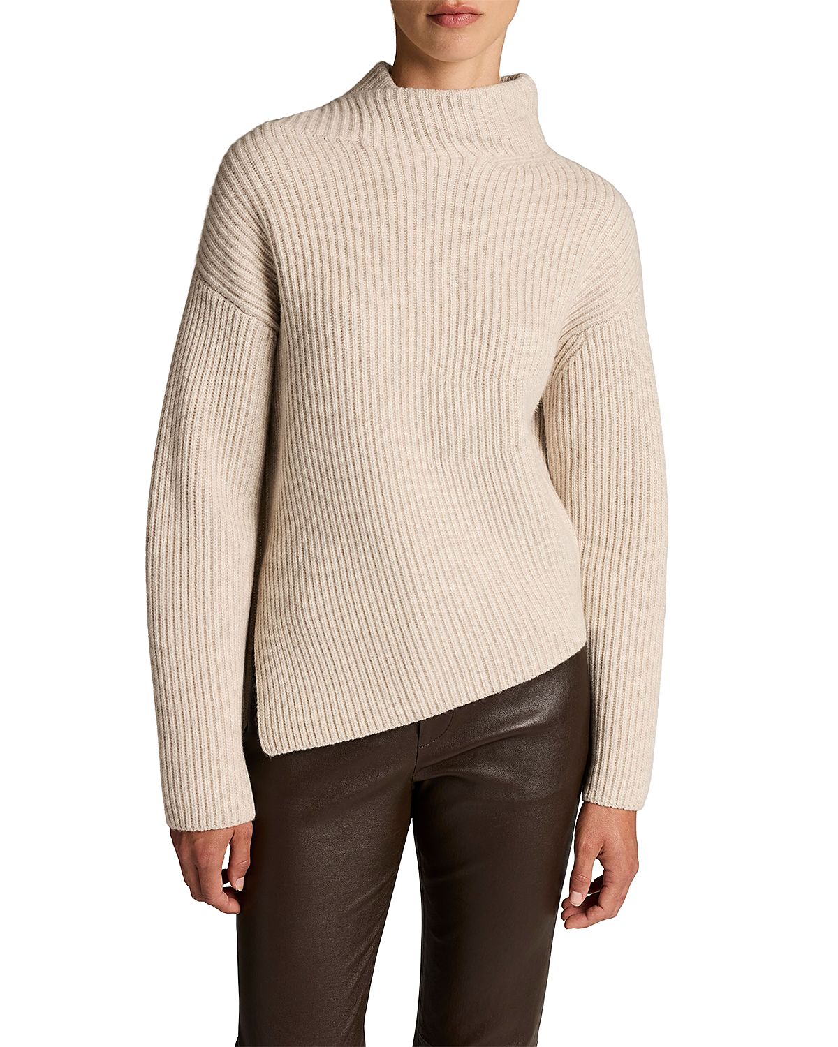 Vince Wool & Cashmere Draped Rib Shawl Sweater
