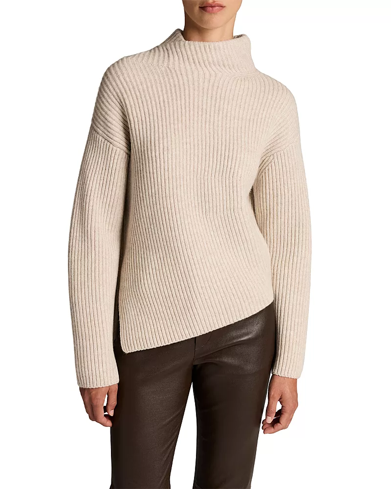 Vince Wool & Cashmere Draped Rib Shawl Sweater