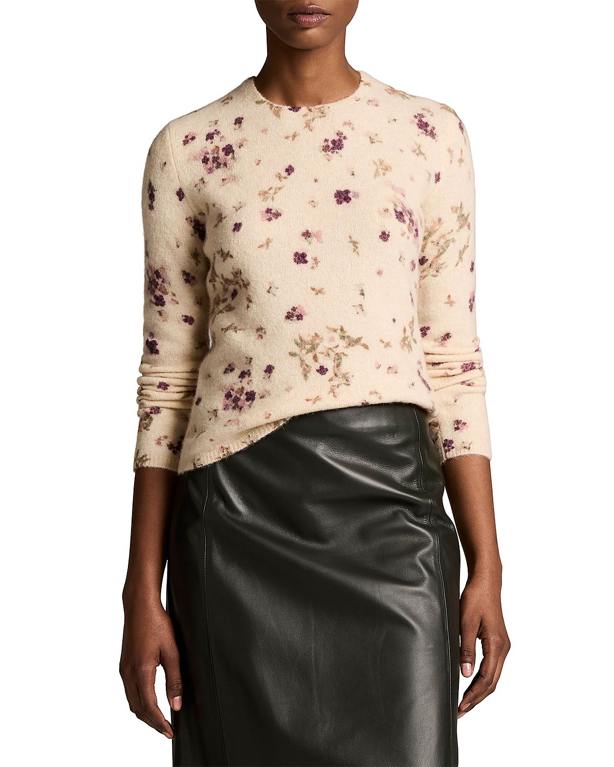Vince Printed Long Sleeve Crewneck Top