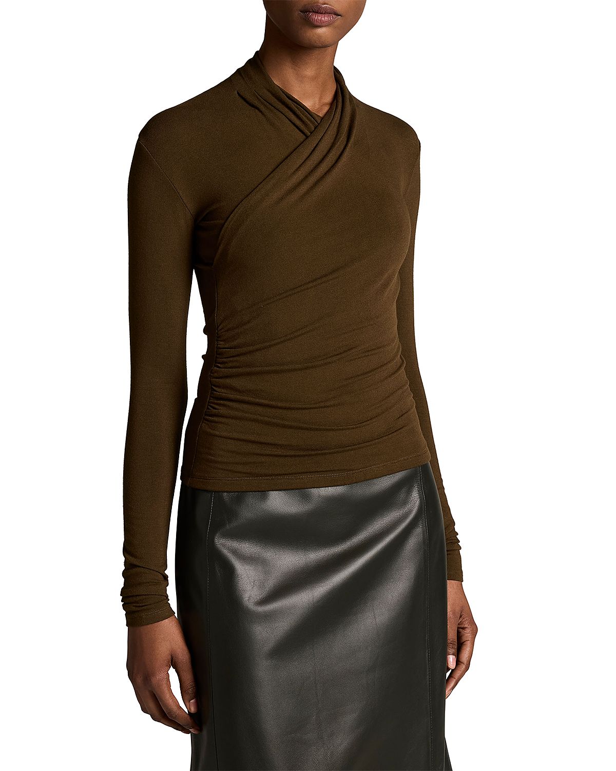 Vince Long Fixed Wrap Long Sleeve Top