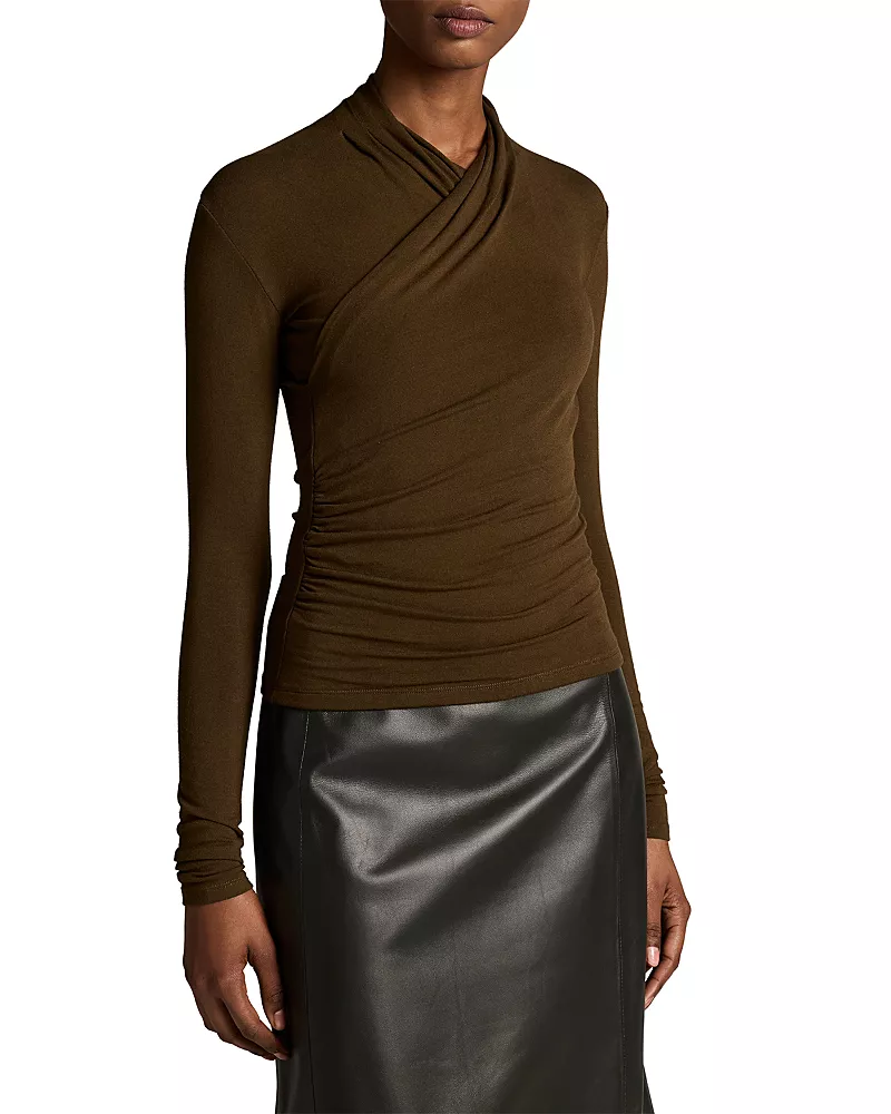 Vince Long Fixed Wrap Long Sleeve Top