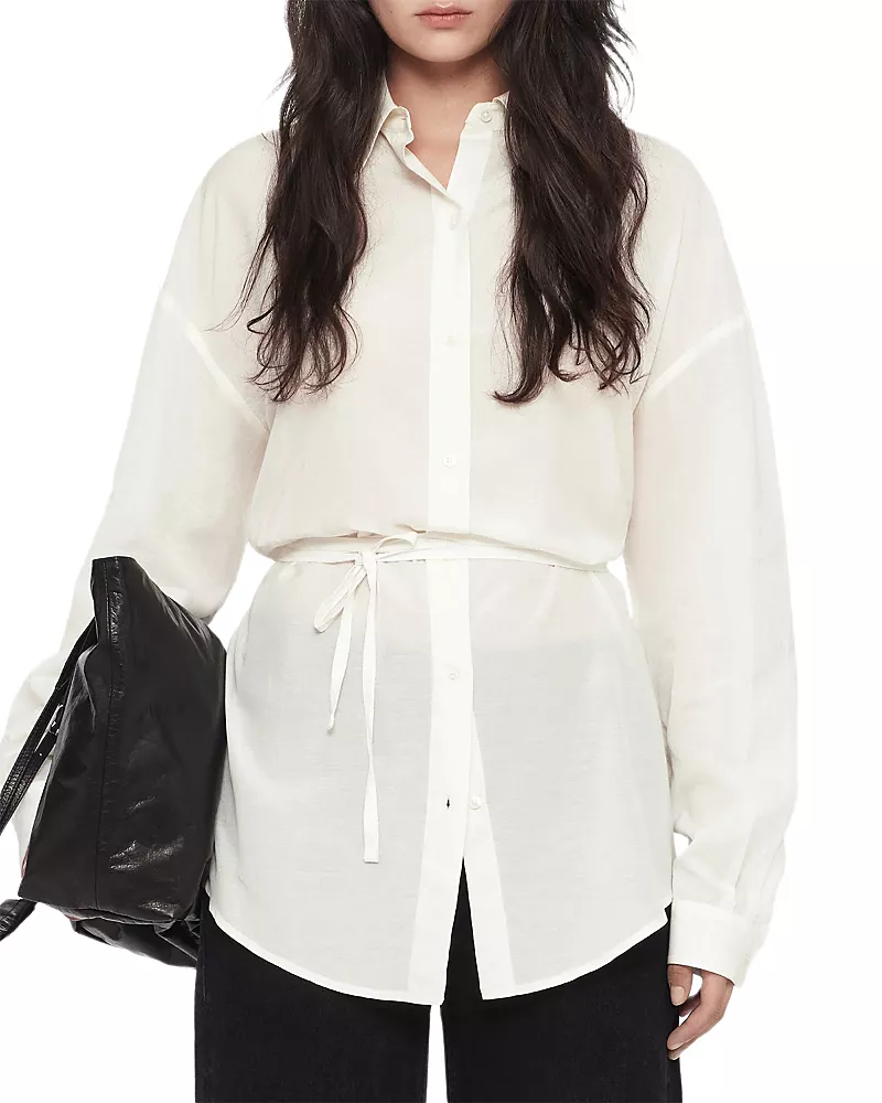 Allsaints Ilana Cotton & Silk Tie Waist Shirt
