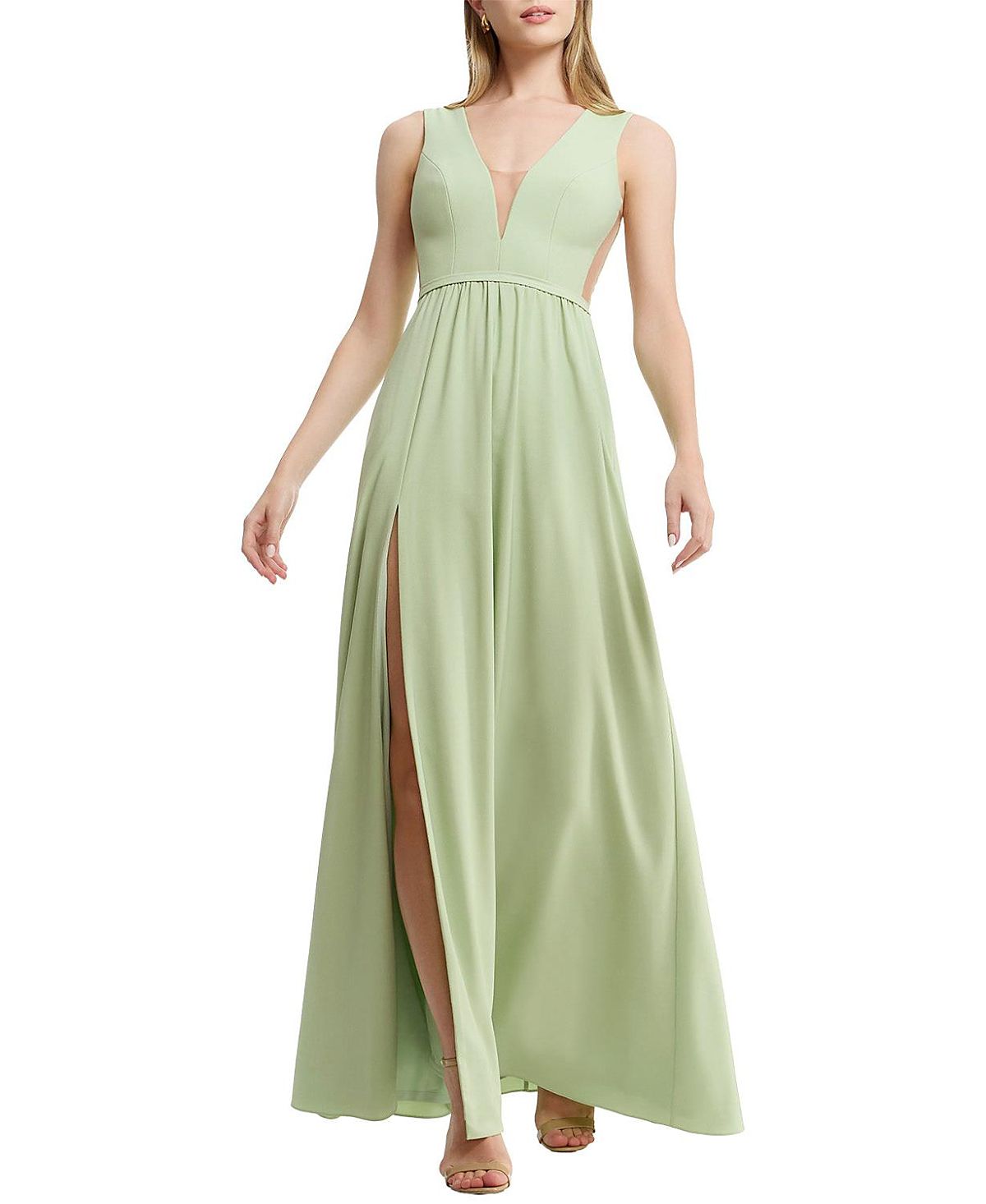 Dress the Population Katrina Plunge V-Neck High Slit Gown