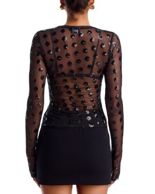Kaylee Sequin Dot Long Sleeve Top - thumbnail 3