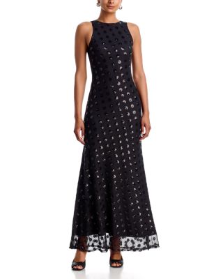 Afrm Berto Sequin Dot Mesh Maxi Dress