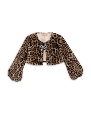 Girls' Faux Fur Cheetah Print Shrug Jacket - Big Kid