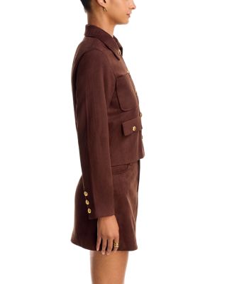Faux Suede Collared Jacket - Exclusive - thumbnail 4