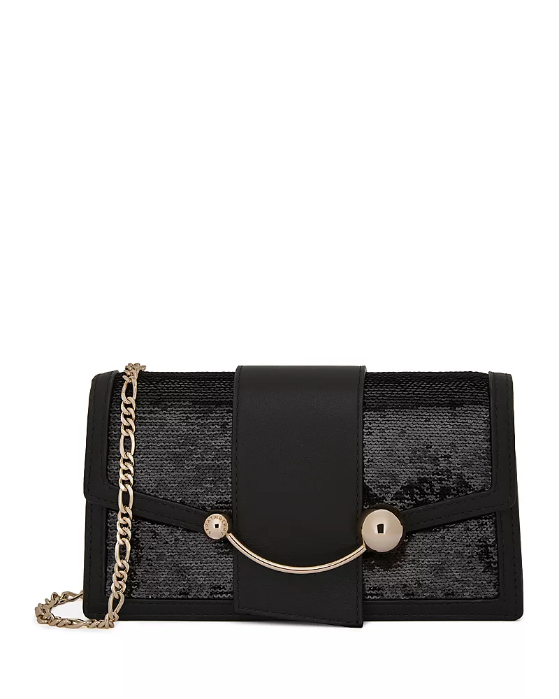 Strathberry Crescent Sequin & Leather Crossbody