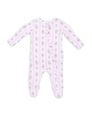 Girls' Bella Rose Striped 2 Way Ruffled Back Zipper Footie - Baby