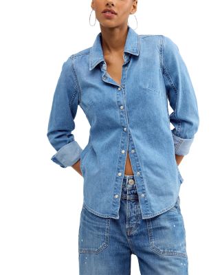 Free People Benny Cotton Slim Denim Shirt