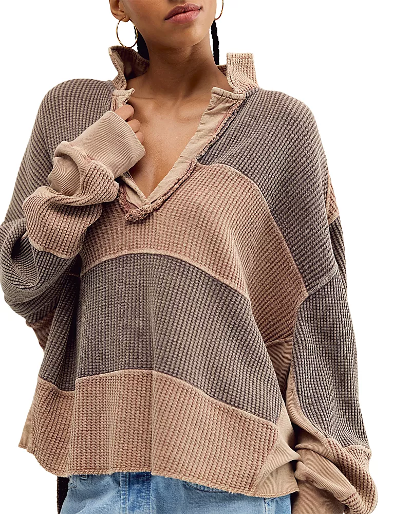 Free People Rainn Cotton Thermal Sweatshirt