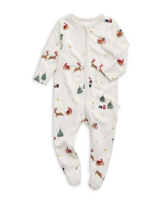 Unisex Christmas Print Two Way Full Zip Footie - Baby