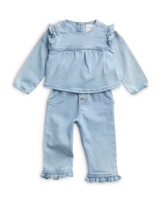Girls' Frilled Long Sleeved Denim Top & Trousers