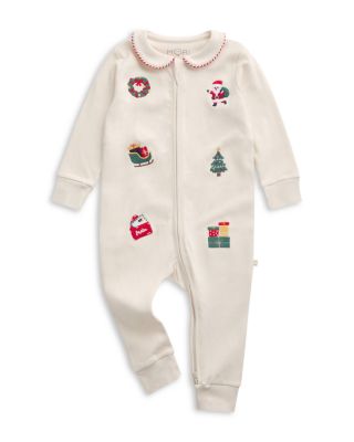 Mori Unisex Christmas Embroidered Two Way Zip Up Sleepsuit Coverall - Baby