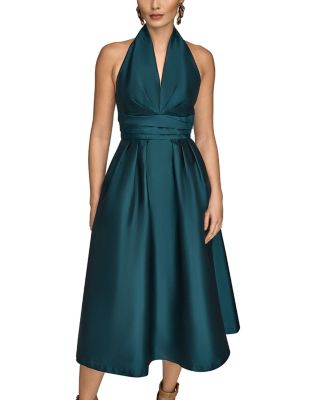 Halter Neck Ruched Midi Dress